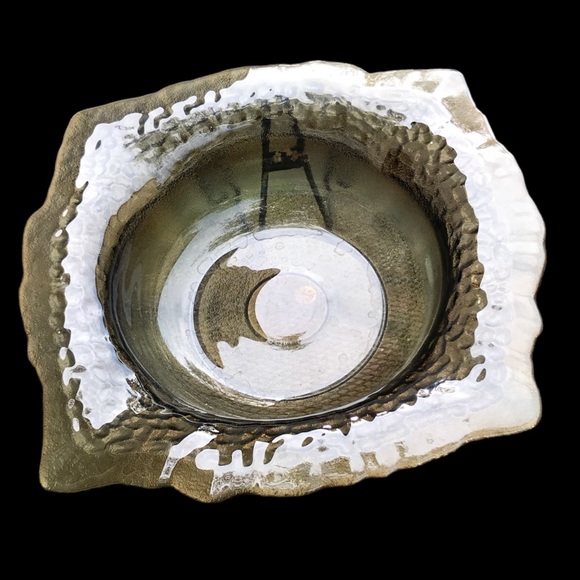 Vintage Made in Spain 100% Recycled Glass Serving Bowl / Green / 17x17 / Depth 5 - Picture 2 of 8